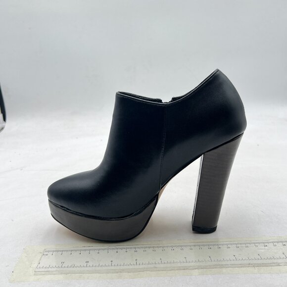 Black Trendy Chunky High Heels Platform Ankle Boots Pointed Toe Side Zipper Boot - Picture 2 of 8